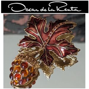 💥SUPER RARE‼️💥💯OSCAR DE LA RENTA COBACHON CRYSTAL FIGURAL BROOCH